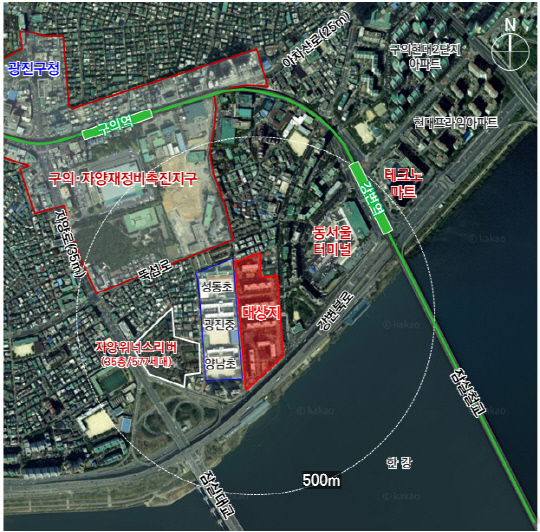 자양한양아파트 재건축 위치도. 서울시 제공.
